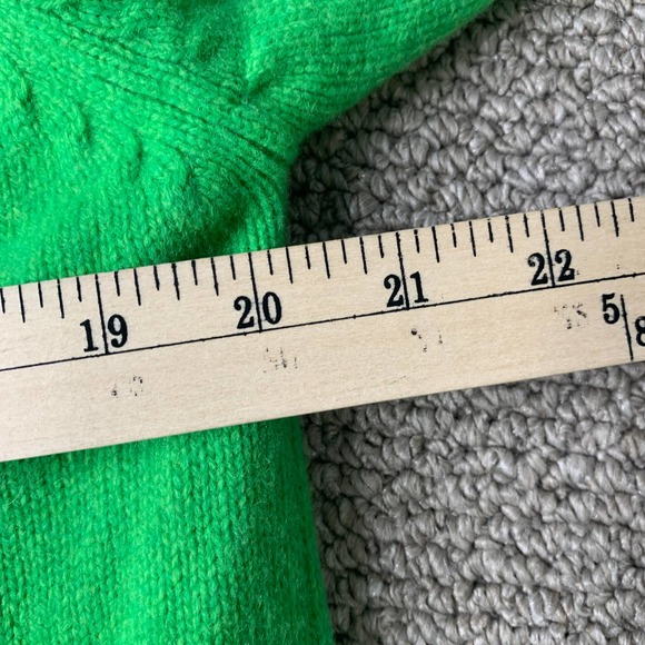 Beans Of Scotland Womens Cardigan Sweater Size 42 Green Wool Button Front Pocket - Picture 9 of 12